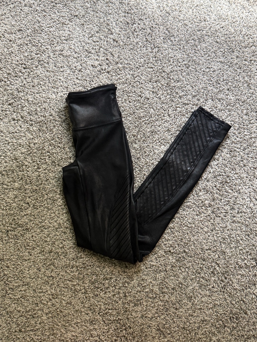 SPANX Black Shimmery Faux Leather Leggings